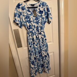 Floral Blue and White Dress